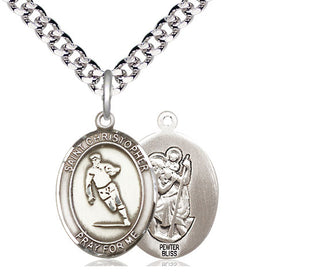 Pewter Saint Christopher Rugby Medal Religious Jewelry