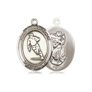 Sterling Silver Saint Christopher Rugby Medal Religious Jewelry