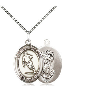 Sterling Silver Saint Christopher Rugby Medal Religious Jewelry