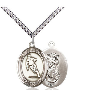 Sterling Silver Saint Christopher Rugby Medal Religious Jewelry