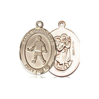 14kt Gold Filled Saint Christopher Field Hockey Medal
