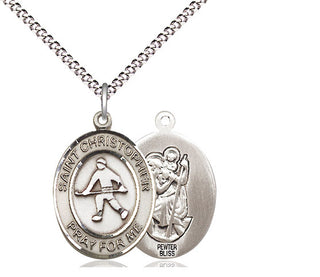 Pewter Saint Christopher Field Hockey Medal Religious Jewelry