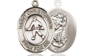 Sterling Silver Saint Christopher Field Hockey Medal Religious Jewelry
