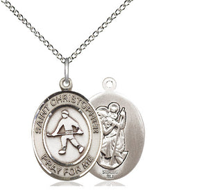Sterling Silver Saint Christopher Field Hockey Medal Religious Jewelry