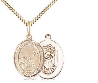 14kt Gold Filled Saint Christopher Fishing Medal Religious Jewelry