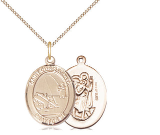 14kt Gold Filled Saint Christopher Fishing Medal Religious Jewelry