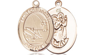 14kt Gold Saint Christopher Fishing Medal