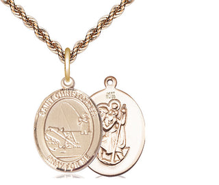 14kt Gold Saint Christopher Fishing Medal