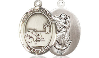 Sterling Silver Saint Christopher Fishing Medal Religious Jewelry