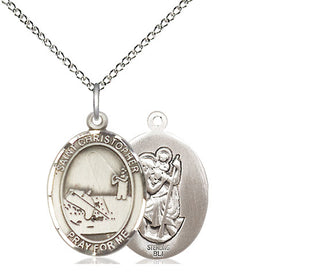 Sterling Silver Saint Christopher Fishing Medal Religious Jewelry