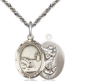 Sterling Silver Saint Christopher Fishing Medal Religious Jewelry