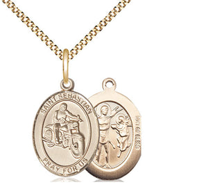 14kt Gold Filled Saint Sebastian Motorcycle Medal Religious Jewelry