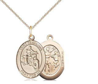 14kt Gold Filled Saint Sebastian Motorcycle Medal Religious Jewelry