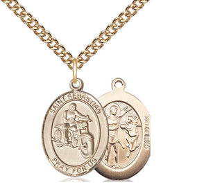 14kt Gold Filled Saint Sebastian Motorcycle Medal Religious Jewelry