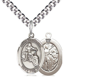 Pewter Saint Sebastian Motorcycle Medal Religious Jewelry