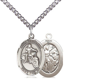 Sterling Silver Saint Sebastian Motorcycle Medal Religious Jewelry