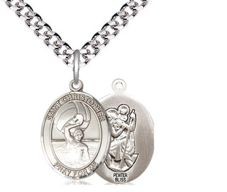 Pewter Saint Christopher Water Polo-Men Medal Religious Jewelry