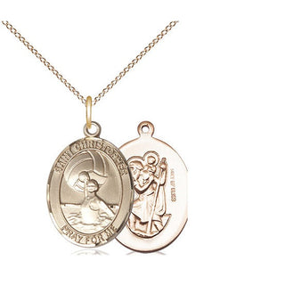14kt Gold Filled Saint Christopher Water Polo-Women Medal Religious Jewelry