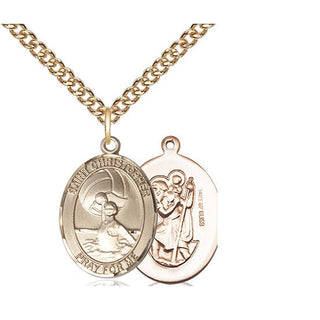 14kt Gold Filled Saint Christopher Water Polo-Women Medal Religious Jewelry