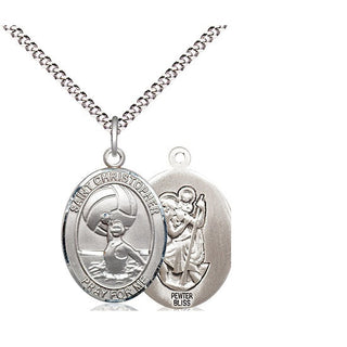 Pewter Saint Christopher Water Polo-Women Medal Religious Jewelry