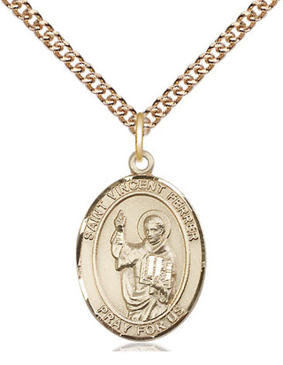 14kt Gold Filled Saint Vincent Ferrer Medal Religious Jewelry Engraved Catholic Saint Jewelry