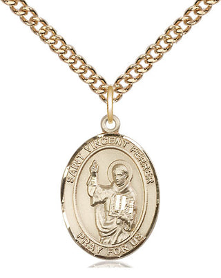 14kt Gold Filled Saint Vincent Ferrer Medal Religious Jewelry Engraved Catholic Saint Jewelry