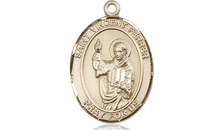 14kt Gold Saint Vincent Ferrer Medal Engraved Catholic Saint Jewelry