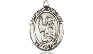 Pewter Saint Vincent Ferrer Medal Engraved Catholic Saint Jewelry