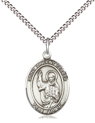 Pewter Saint Vincent Ferrer Medal Religious Jewelry Engraved Catholic Saint Jewelry