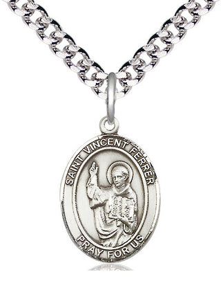 Pewter Saint Vincent Ferrer Medal Religious Jewelry Engraved Catholic Saint Jewelry