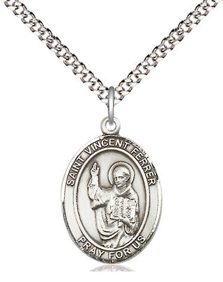 Pewter Saint Vincent Ferrer Medal Religious Jewelry Engraved Catholic Saint Jewelry