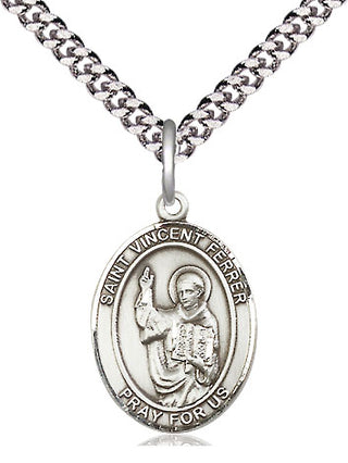 Pewter Saint Vincent Ferrer Medal Religious Jewelry Engraved Catholic Saint Jewelry