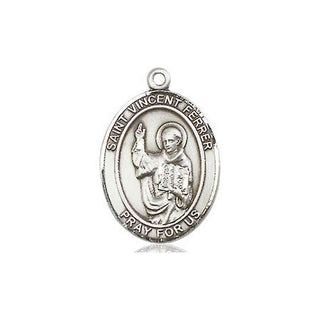 Sterling Silver Saint Vincent Ferrer Medal Religious Jewelry Engraved Catholic Saint Jewelry