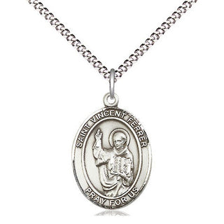 Sterling Silver Saint Vincent Ferrer Medal Religious Jewelry Engraved Catholic Saint Jewelry