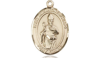 14kt Gold Saint Augustine of Hippo Medal Engraved Catholic Saint Jewelry