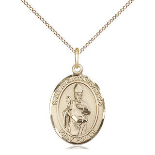 14kt Gold Saint Augustine of Hippo Medal Engraved Catholic Saint Jewelry