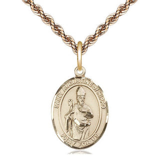 14kt Gold Saint Augustine of Hippo Medal Engraved Catholic Saint Jewelry