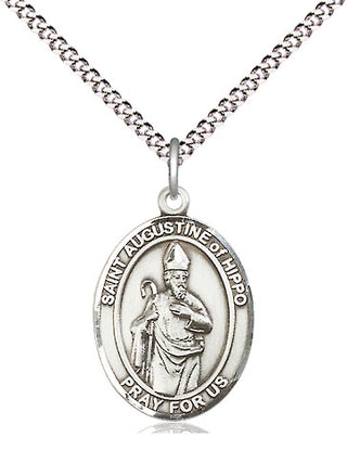 Pewter Saint Augustine of Hippo Medal Religious Jewelry Engraved Catholic Saint Jewelry
