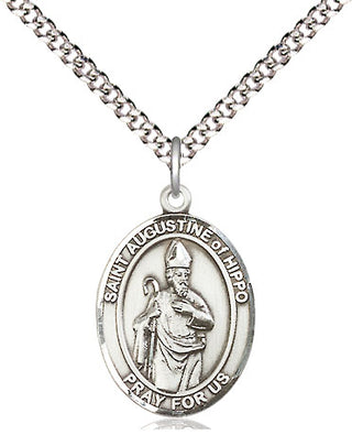 Pewter Saint Augustine of Hippo Medal Religious Jewelry Engraved Catholic Saint Jewelry