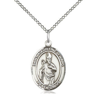 Sterling Silver Saint Augustine of Hippo Medal Religious Jewelry Engraved Catholic Saint Jewelry