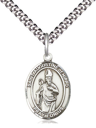 Sterling Silver Saint Augustine of Hippo Medal Religious Jewelry Engraved Catholic Saint Jewelry