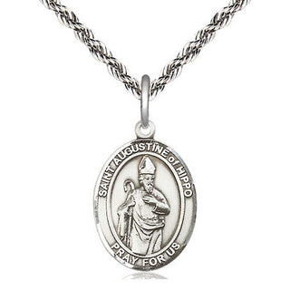 Sterling Silver Saint Augustine of Hippo Medal Religious Jewelry Engraved Catholic Saint Jewelry