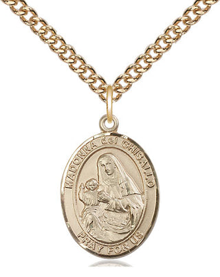 14kt Gold Saint Madonna Del Ghisallo Medal Engraved Catholic Saint Jewelry