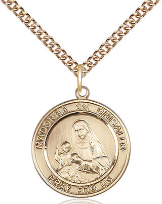 14kt Gold Filled Madonna del Ghisallo Medal Religious Jewelry Engraved Catholic Saint Jewelry