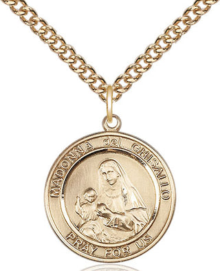 14kt Gold Filled Madonna del Ghisallo Medal Religious Jewelry Engraved Catholic Saint Jewelry