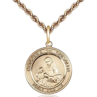 14kt Gold Madonna del Ghisallo Medal Engraved Catholic Saint Jewelry