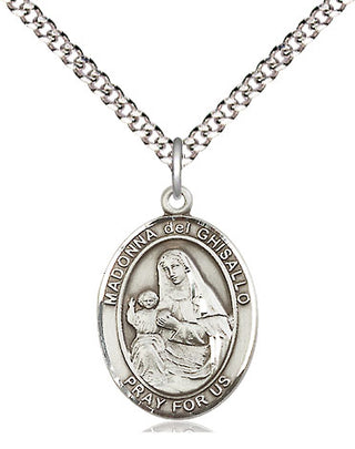 Sterling Silver Saint Madonna Del Ghisallo Medal Religious Jewelry Engraved Catholic Saint Jewelry