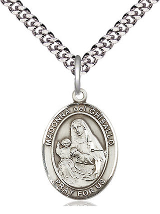 Sterling Silver Saint Madonna Del Ghisallo Medal Religious Jewelry Engraved Catholic Saint Jewelry