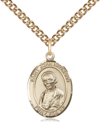 14kt Gold Saint John Neumann Medal Engraved Catholic Saint Jewelry