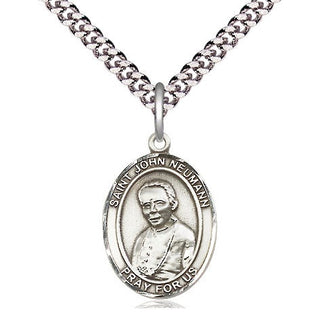 Pewter Saint John Neumann Medal Religious Jewelry Engraved Catholic Saint Jewelry